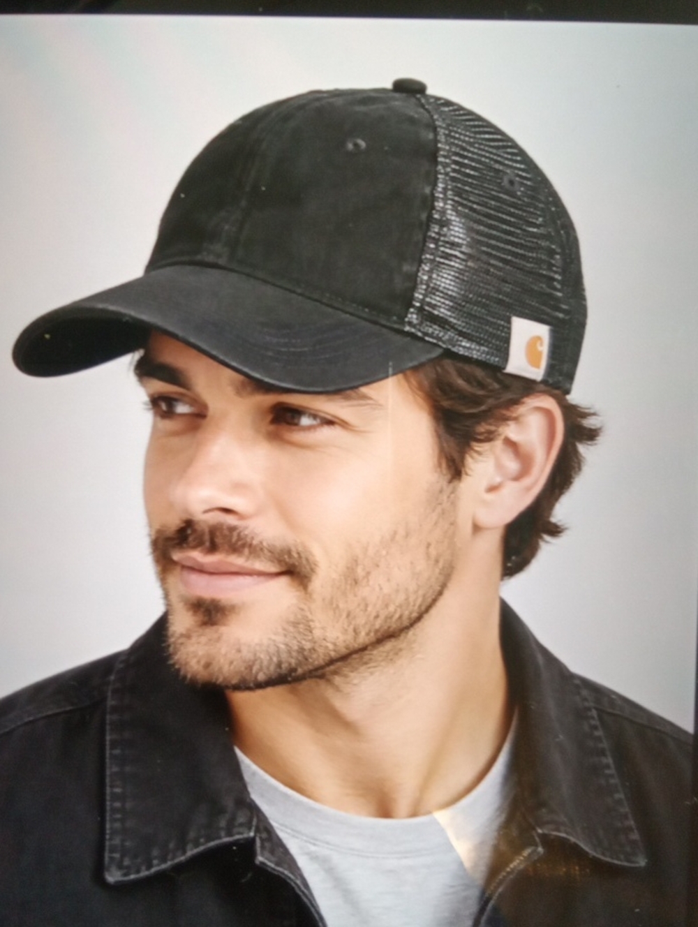 Carhartt Black Mesh Trucker Cap Adjustable Straps Mens Canvas Osfa